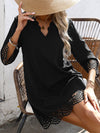A-Line Loose Hollow Solid Color V-Neck Mini Dresses