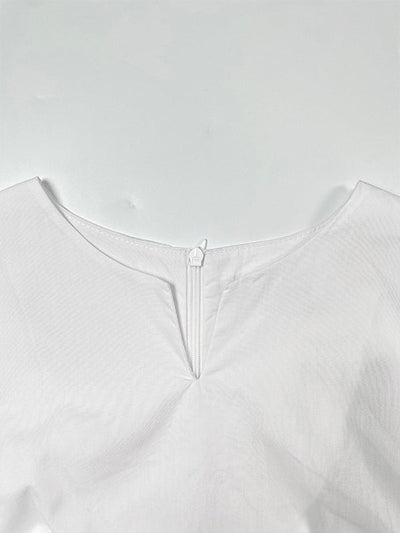 A-Line High Waisted Buttoned Pleated Pockets Solid Color Split-Joint V-Neck Maxi Dresses