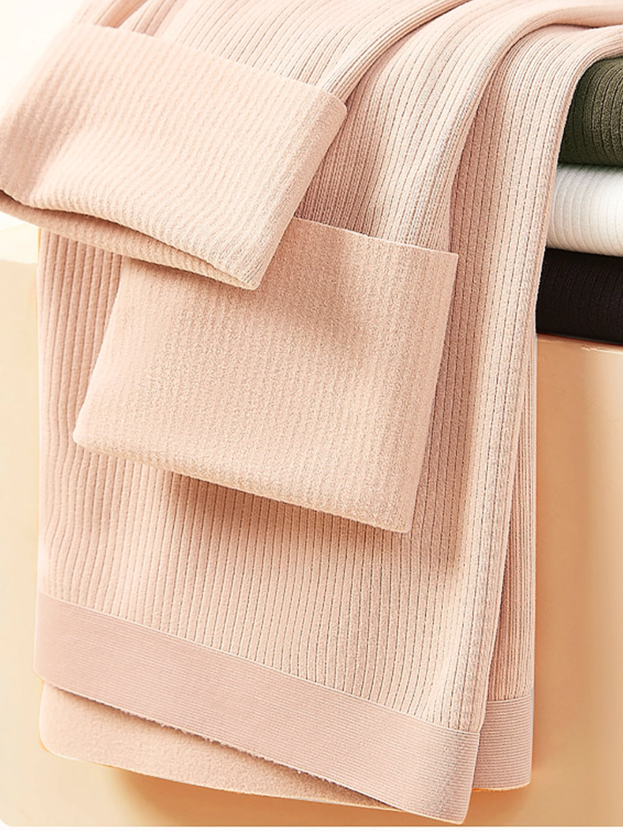 Women Autumn Warm Pure Color High Waist Leggings