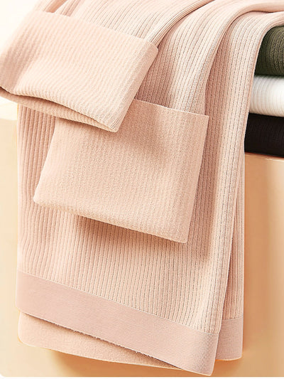 Women Autumn Warm Pure Color High Waist Leggings