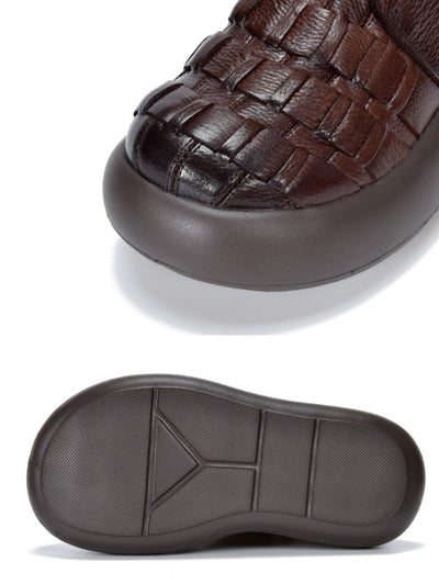 Women Retro Genuine Leather Platfrom Boots