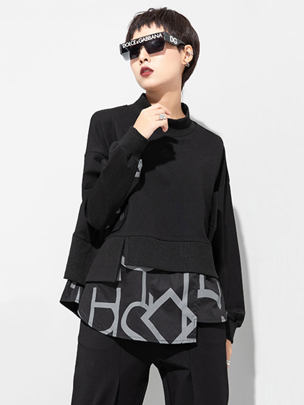 Original Split-Joint False Two Sweatshirt Tops