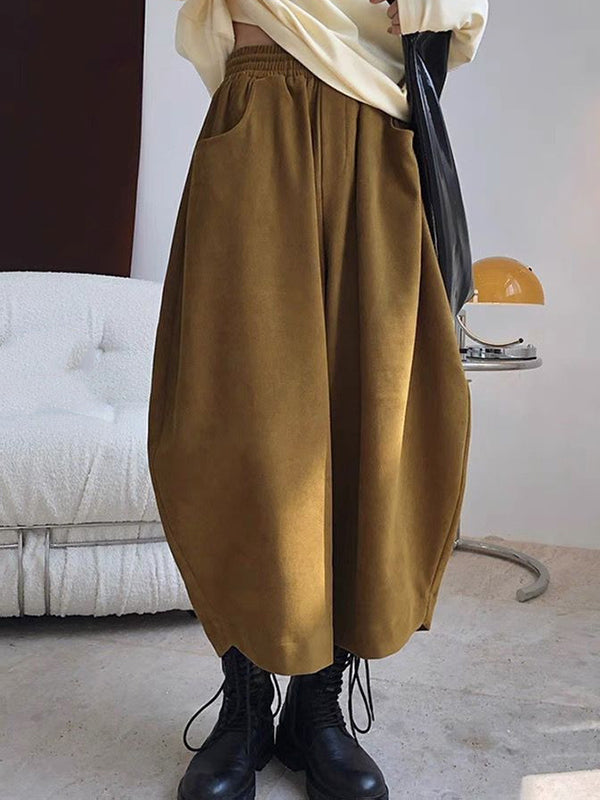 Harem Pants Wide Leg Elasticity Solid Color Split-Joint Pants Trousers