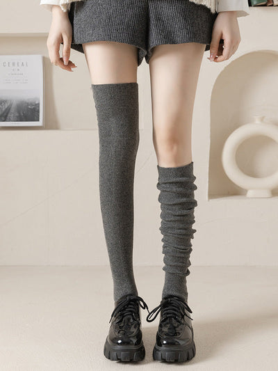 Wool Solid Color Leg Warmers Accessories