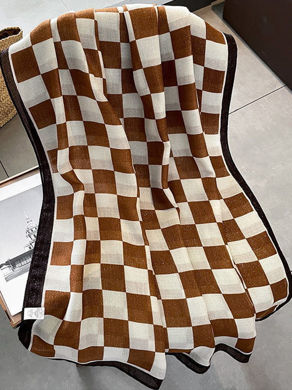 Simple Fashion Contrast Color Plaid Printed Scarf