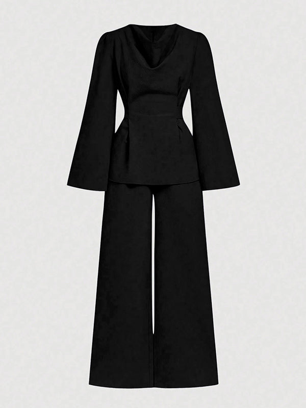 High Waisted Loose Solid Color Split-Joint Pants Trousers