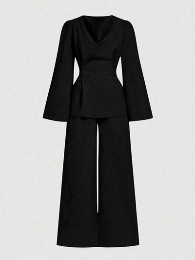 High Waisted Loose Solid Color Split-Joint Pants Trousers