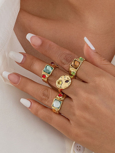 Geometric Rhine Stones Rings Accessories