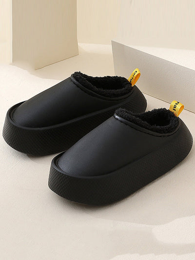 Home Non-Slip Keep Warm Velvet Waterproof Solid Color Slippers
