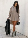Urban Long Sleeves High-Low Solid Color Lapel Collar Blouses