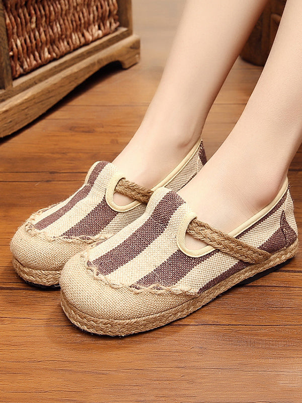 Striped Canvas Shoes Flat Shoes