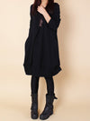 A-line Long Sleeves Pleated Solid Color Round-neck Dresses Maxi Dresses