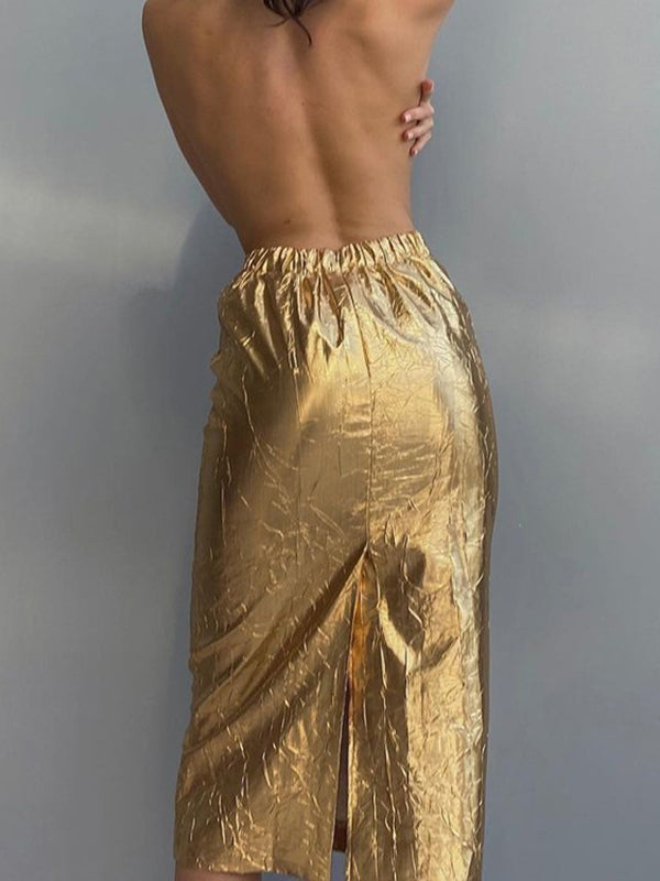 A-Line Solid Color Skirts Bottoms