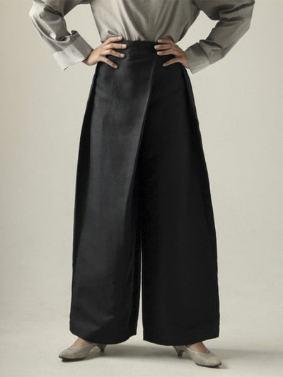 Loose Wide Leg Asymmetric Solid Color Casual Pants Bottoms Trousers