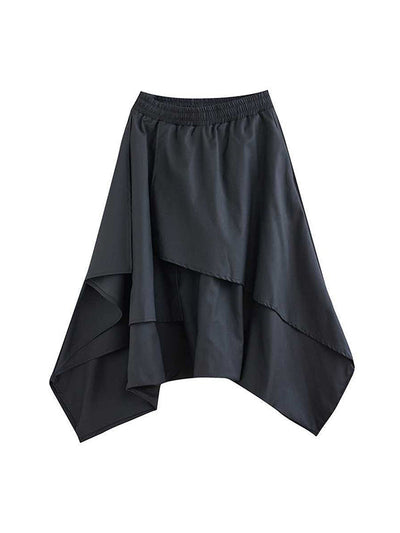 High Waisted Loose Asymmetric Elasticity Layered Solid Color Culotte