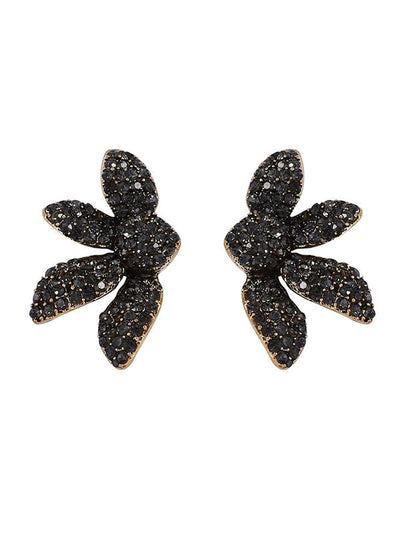Flower Shape Geometric Rhinestone Shiny Earrings Accessories
