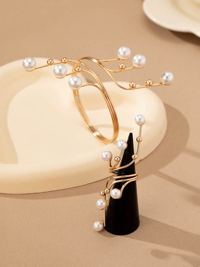 Irregularity Rhine Stones Shiny Split-Joint Bracelet Accessories + Rings Accessories Two Pieces Set