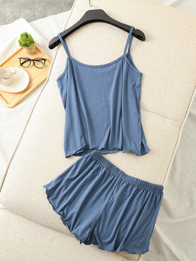 9 Colors Modal Vest&Shorts Loose Two-Piece Sexy Pajamas