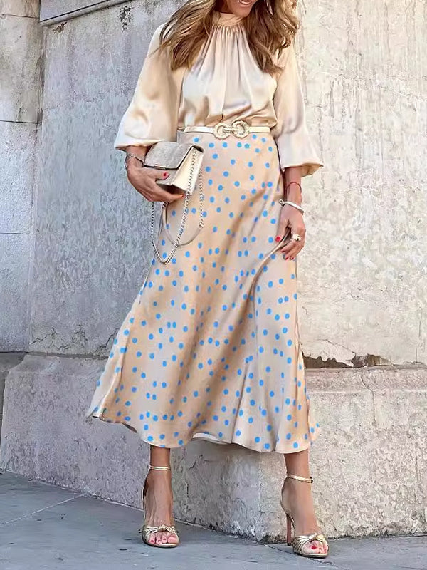 High Waisted Loose Polka-Dot Skirts