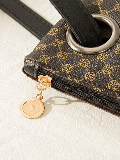 Crocodile Texture Geometric Print Zipper Handbag