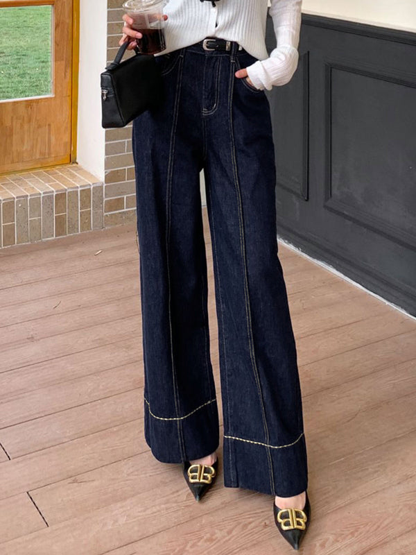 High Waisted Wide Leg Pockets Jean Pants Bottoms
