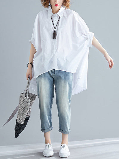 Irregular High-Low Oversize Batwing Sleeve Shirt
