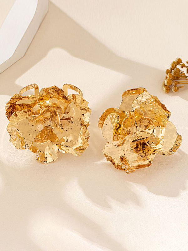 Flower Shape Geometric Shiny Bracelet + Rings Accessories