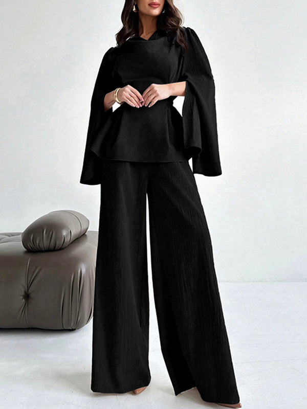 High Waisted Loose Solid Color Split-Joint Pants Trousers