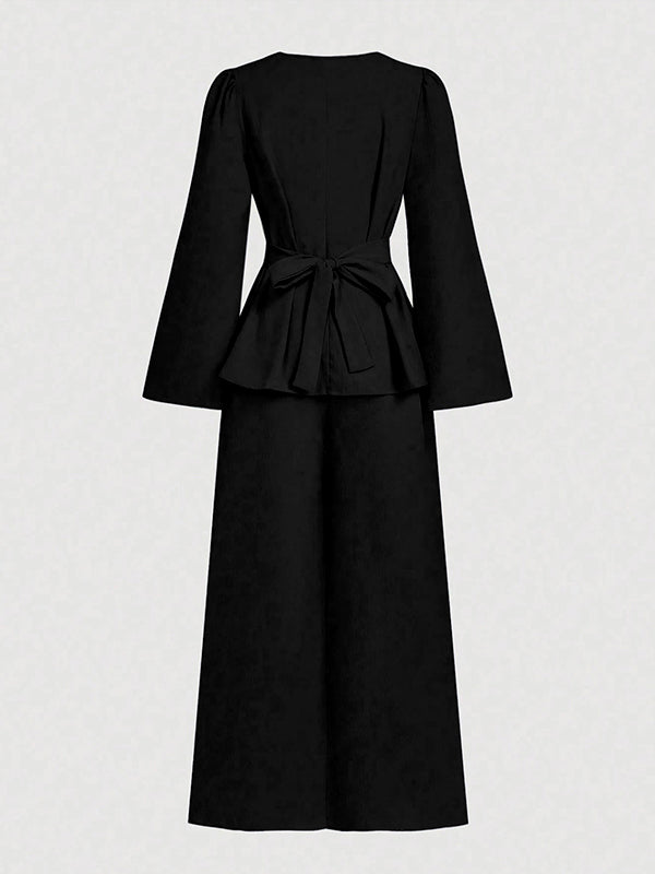 High Waisted Loose Solid Color Split-Joint Pants Trousers