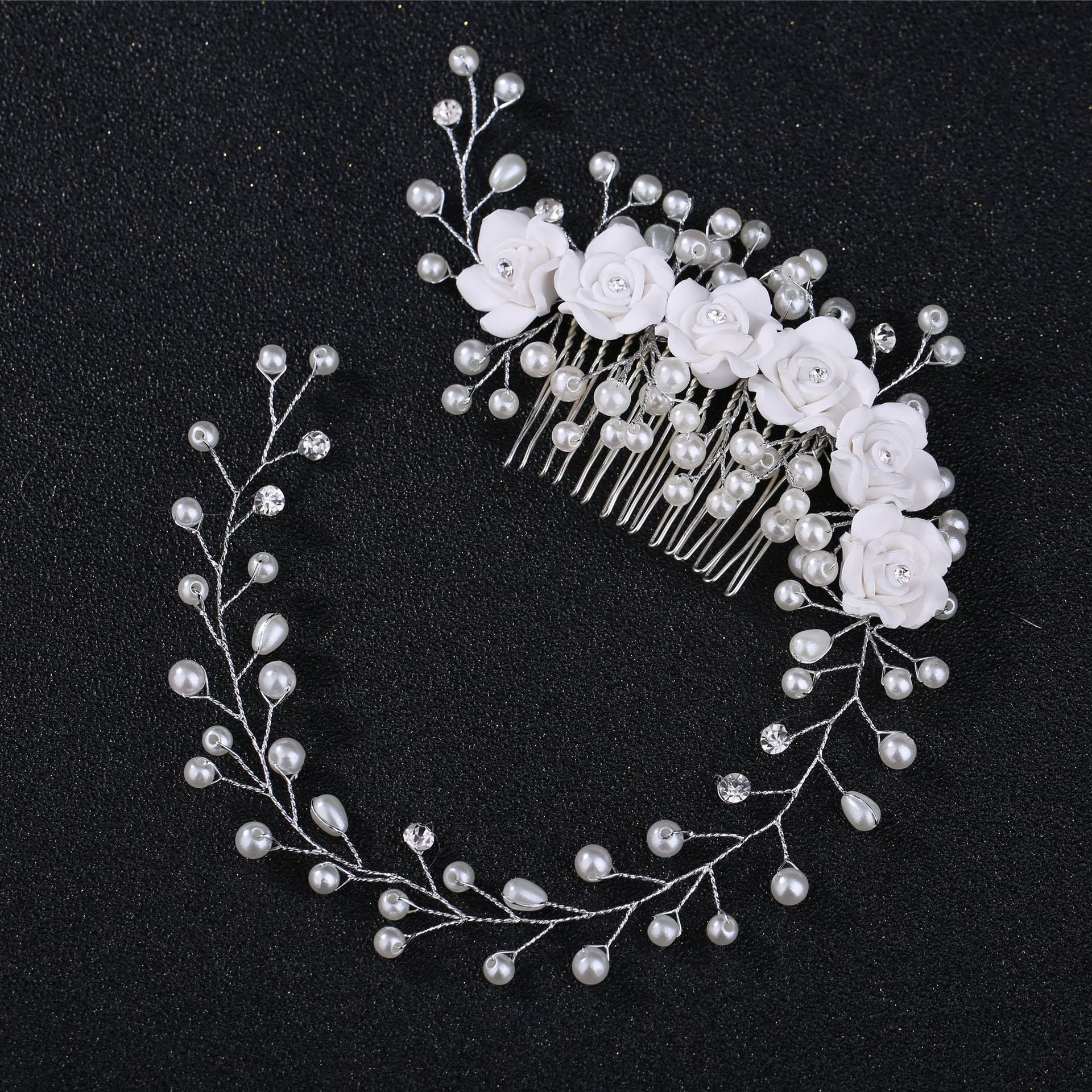 fashion bridal handmade pearl flower soft  flower hair comb