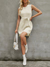 A-Line Loose Solid Color Split-Side Tied Waist Round-Neck Mini Dresses Sweater Dresses