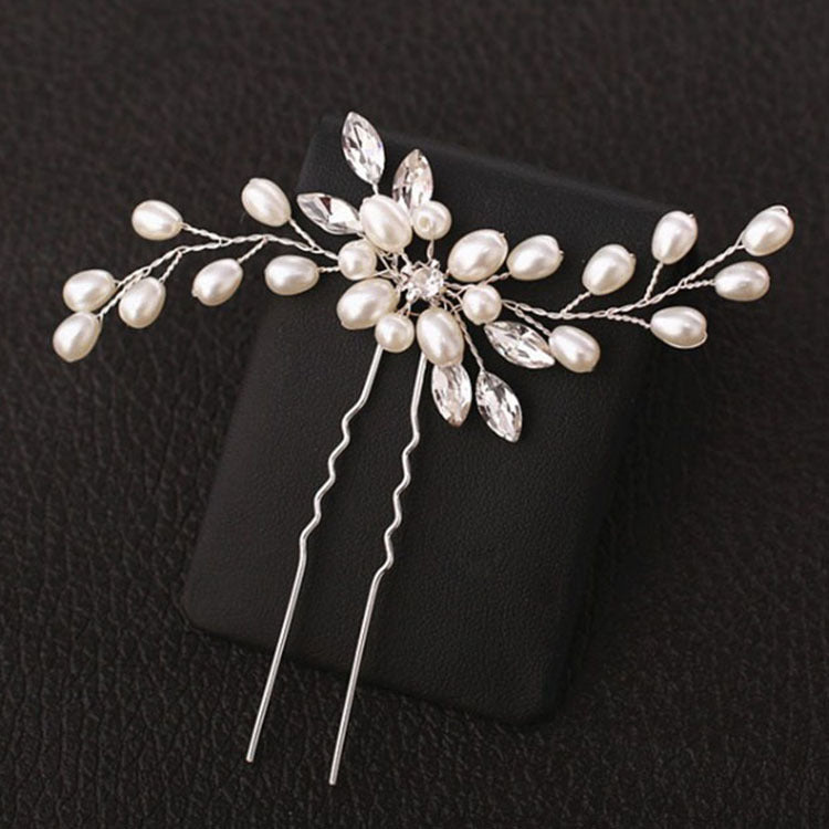 Women's Elegant Solid Color Imitation Pearl Rhinestone Hairpin