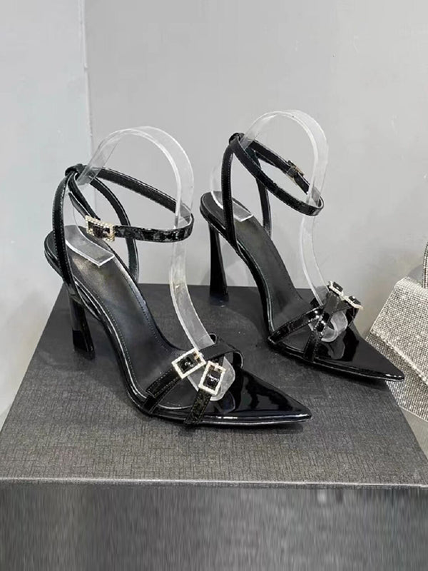 Belt Buckle Open Toe Split-Joint Pumps Sandals