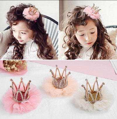 fashion crown gauze epoxy inlay rhinestones hair clip hair band 1 piece