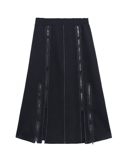 A-Line Irregularity Solid Color Split-Joint Split-Side Zipper Skirts Bottoms
