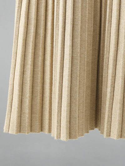 Stylish Long Sleeves High Waisted Pleated Solid Color Half Turtleneck Sweater Dresses