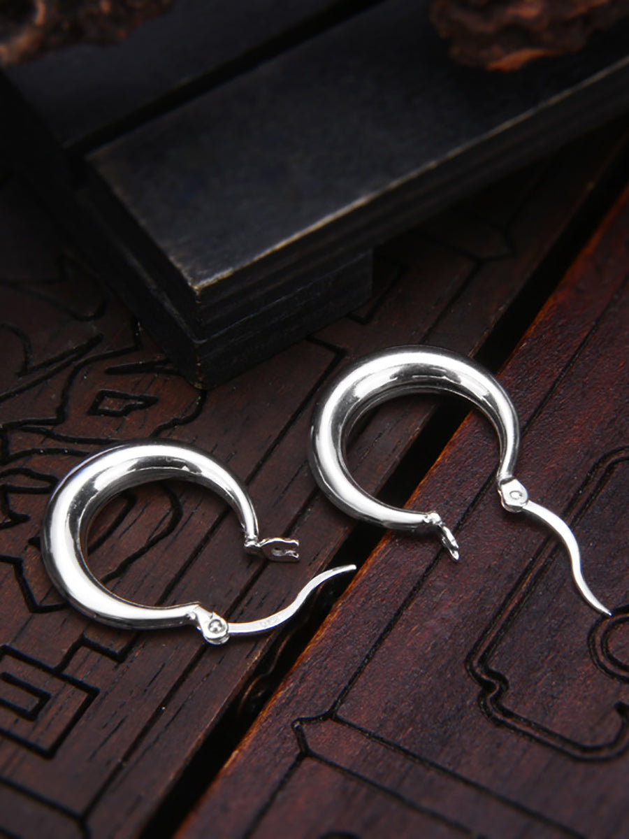 Women Casual Silver Round Circle Earrings