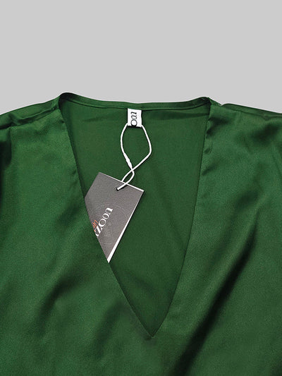 Solid Color V-Neck Long Sleeves Blouse Shirt Top