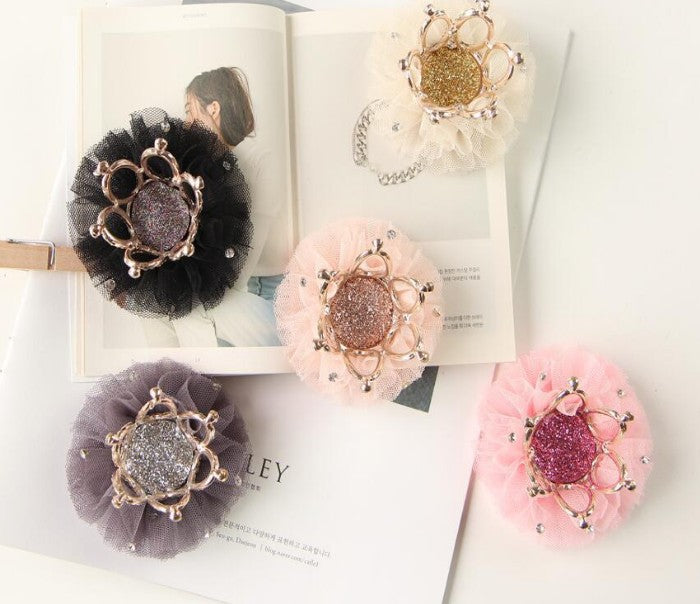 fashion crown gauze epoxy inlay rhinestones hair clip hair band 1 piece