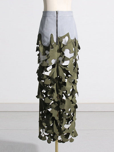 High Waisted Loose Asymmetric Split-Joint Split-Side Zipper Skirts Bottoms