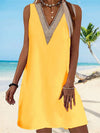A-line Loose Hollow Split-Joint V-neck Mini Dresses