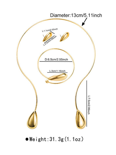 4 Pcs Geometric Bracelet Accessories + Drop Earrings + Necklaces Accessories