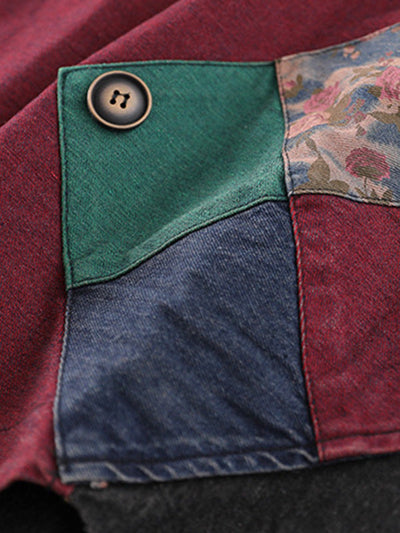 Artistic Retro Loose Denim Sleeveless Buttoned Contrast Color Hooded Vest Outerwear