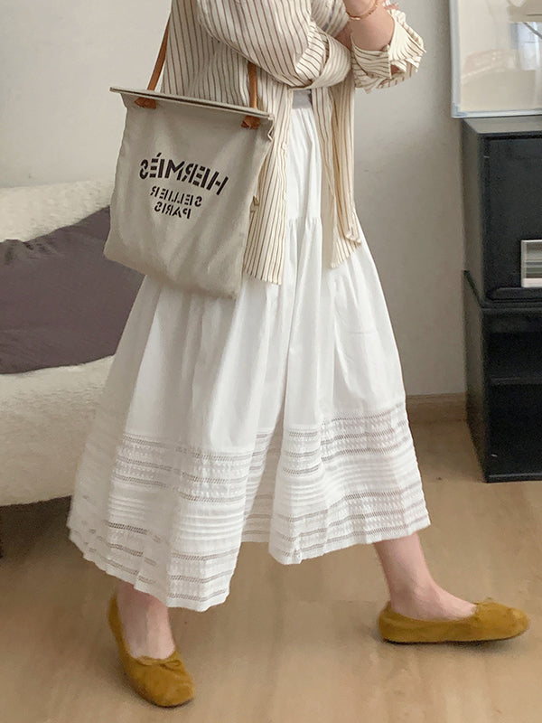 A-Line High Waisted Hollow Solid Color Split-Joint Skirts