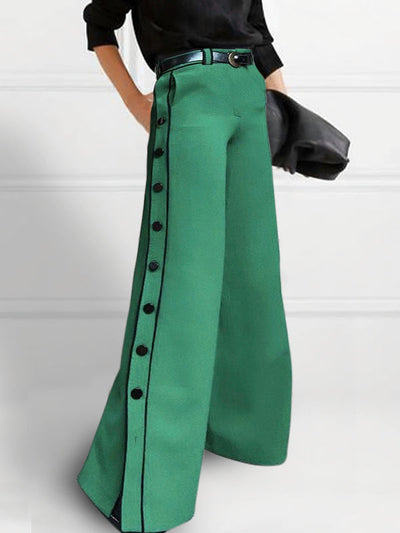 H-line Wide Leg Solid Color Pants