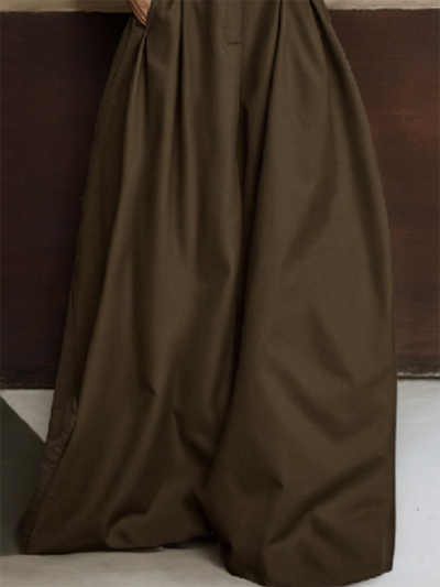 Loose Wide Leg Elasticity No Belt Pockets Solid Color Casual Pants Bottoms Trousers