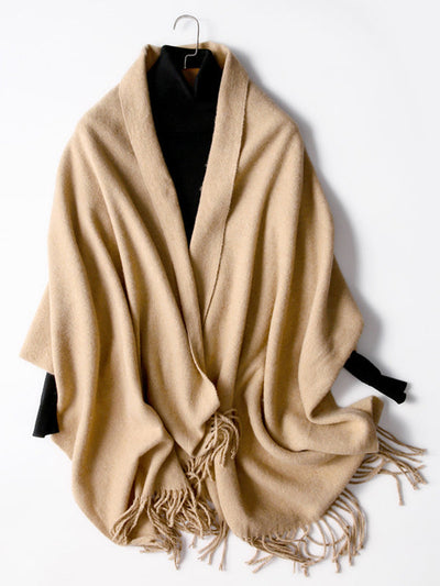 Keep Warm Solid Color Tasseled Shawl&Scarf