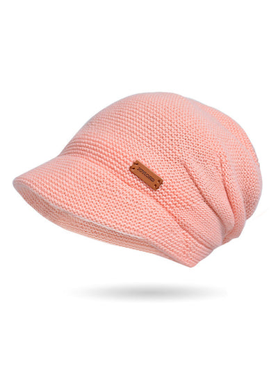 Flat Brim Solid Color Split-Joint Hats Knitted Hats