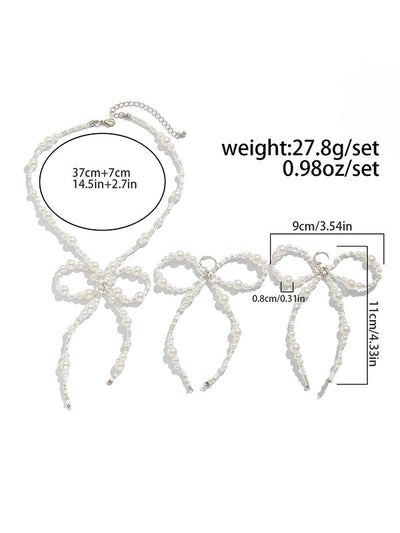 Bowknot Drop Earrings + Necklaces Accessories