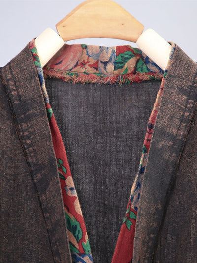 Women Spring Retro Spliced Drawstring Loose Vest